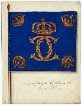 fanritningar  serie 1 nr.103   tyska livregementet  kompanifana  chiffersida  1686.tif