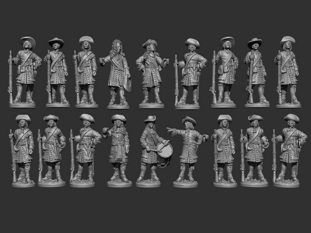 LOABR02 Standing with flintlock muskets
