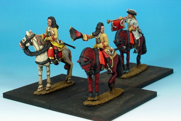WLOA48a Cuirassier Command, cuirass under coat;bareheaded;standing horses